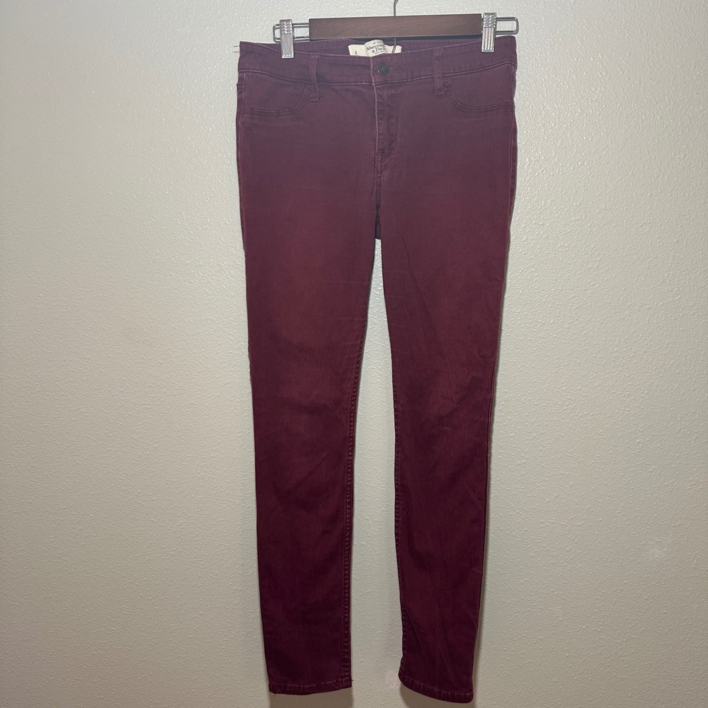 Abercrombie & Fitch Womens Skinny Jeans Burgundy Low Rise Size 6 W28